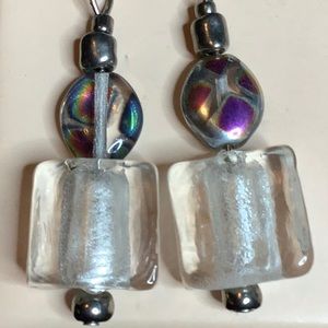 Modern White Earrings.